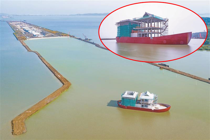 2020年6月15日，太湖隧道南泉段第二倉順利完成回水作業(yè)，湖中新增了一座畫舫風亭，成為融合太湖自然風貌的新景觀。